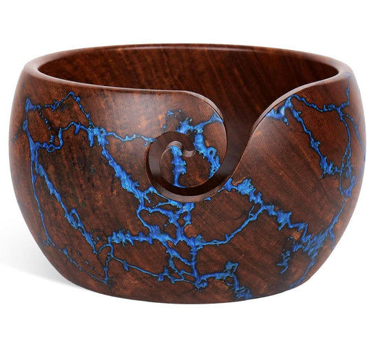 Handcrafted Rosewood Yarn Bowl with Resin Accents - view 2
