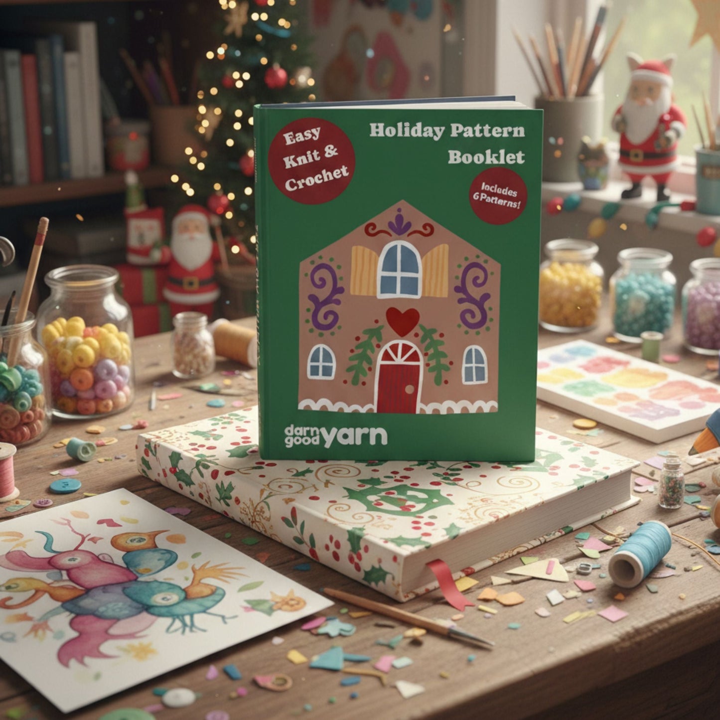 Holiday Yarn Pattern Booklet – 6 Quick Mini Patterns (Knit, Crochet & No-Knit)