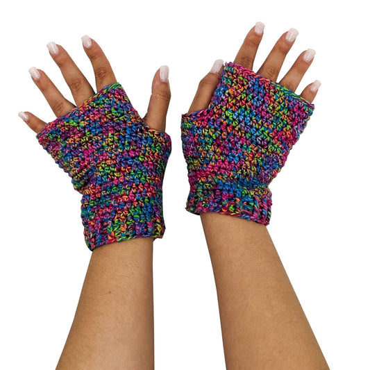 Colorful Fingerless Mitts Knitting and Crochet Kit - view 2