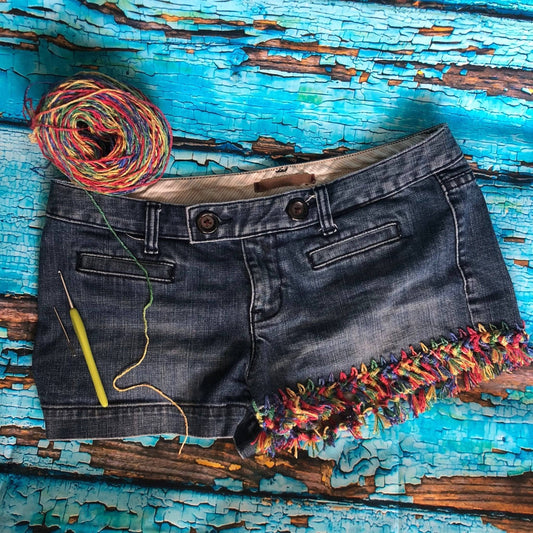 DIY Upcycled Fringe Shorts Pattern - view 2