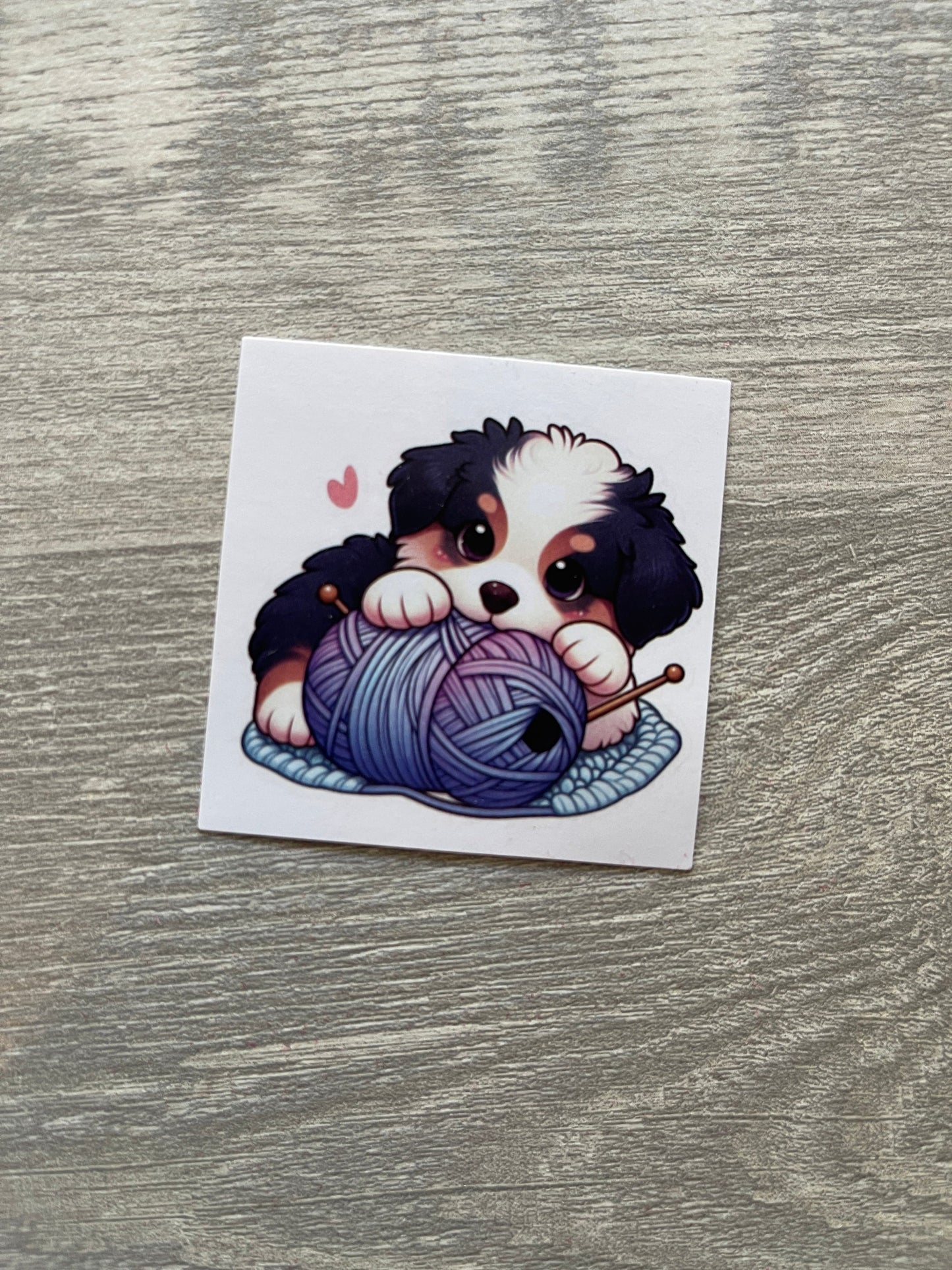 Puppy with Yarn Sticker