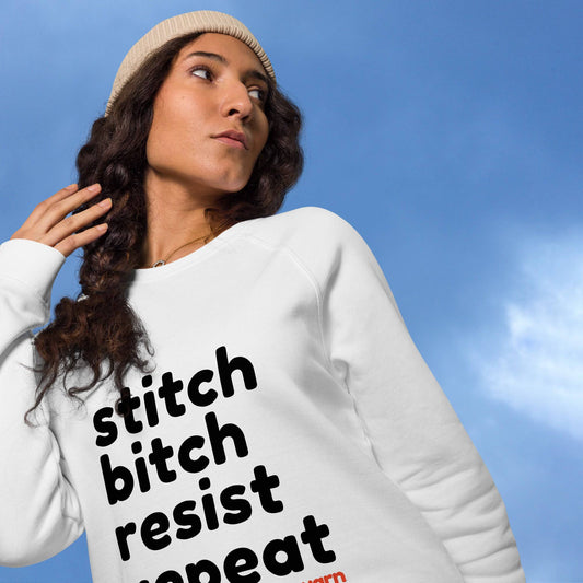 Stitch Bitch Resist Repeat Unisex Organic Raglan Sweatshirt - view 2