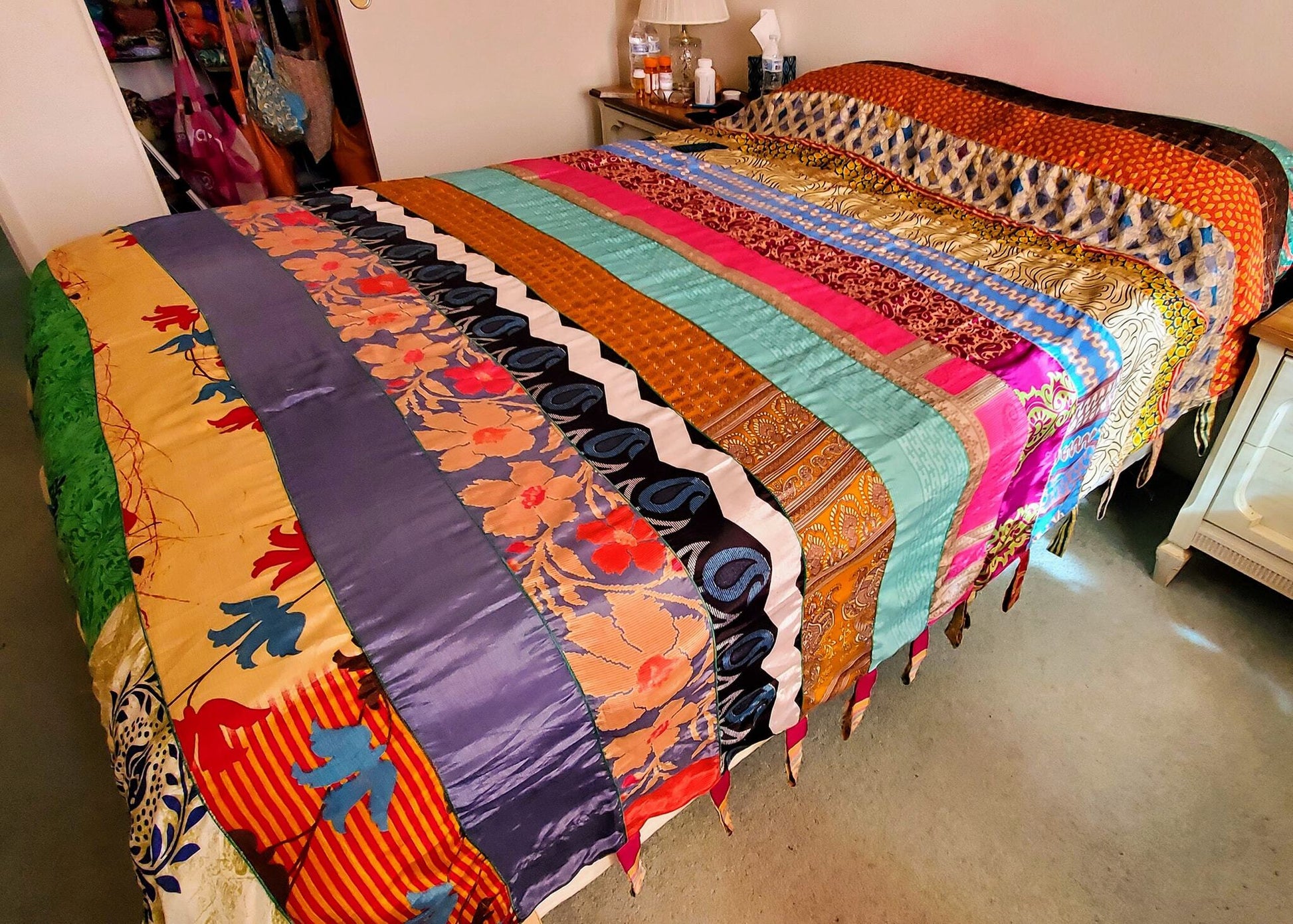 Rainbow Oasis Drapes – Upcycled Boho Curtains - view 12