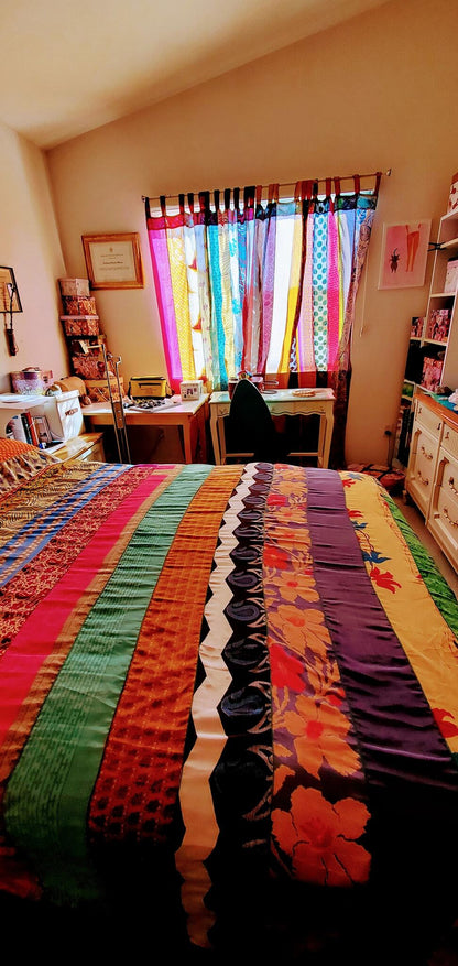 Rainbow Oasis Drapes – Upcycled Boho Curtains - view 13