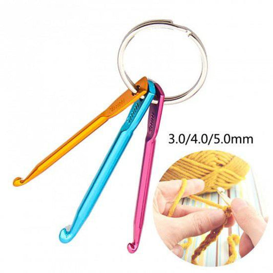 3mm–5mm Aluminum Crochet Hook Keychain Set