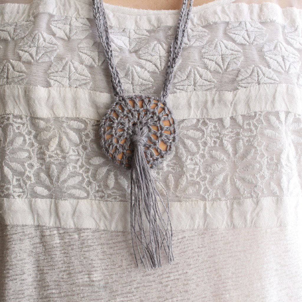 Boho Macrame Necklace Crochet Pattern - view 2