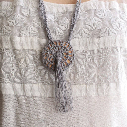 Boho Macrame Necklace Crochet Pattern - view 2