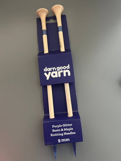 Purple Glitter Resin & Maple Knitting Needles - view 6