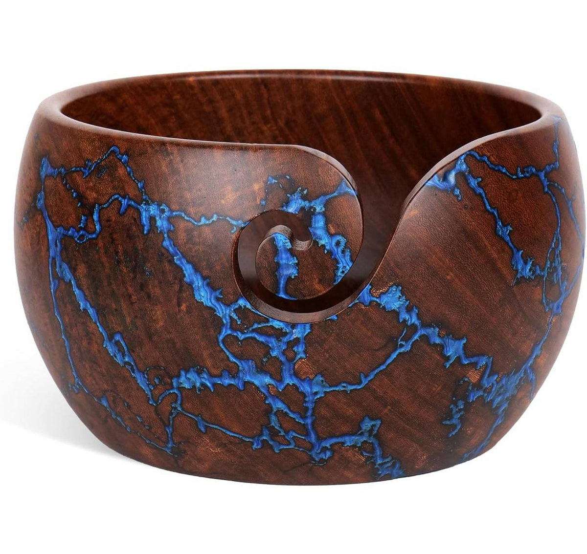 Handcrafted Rosewood Yarn Bowl with Resin Accents - view 2