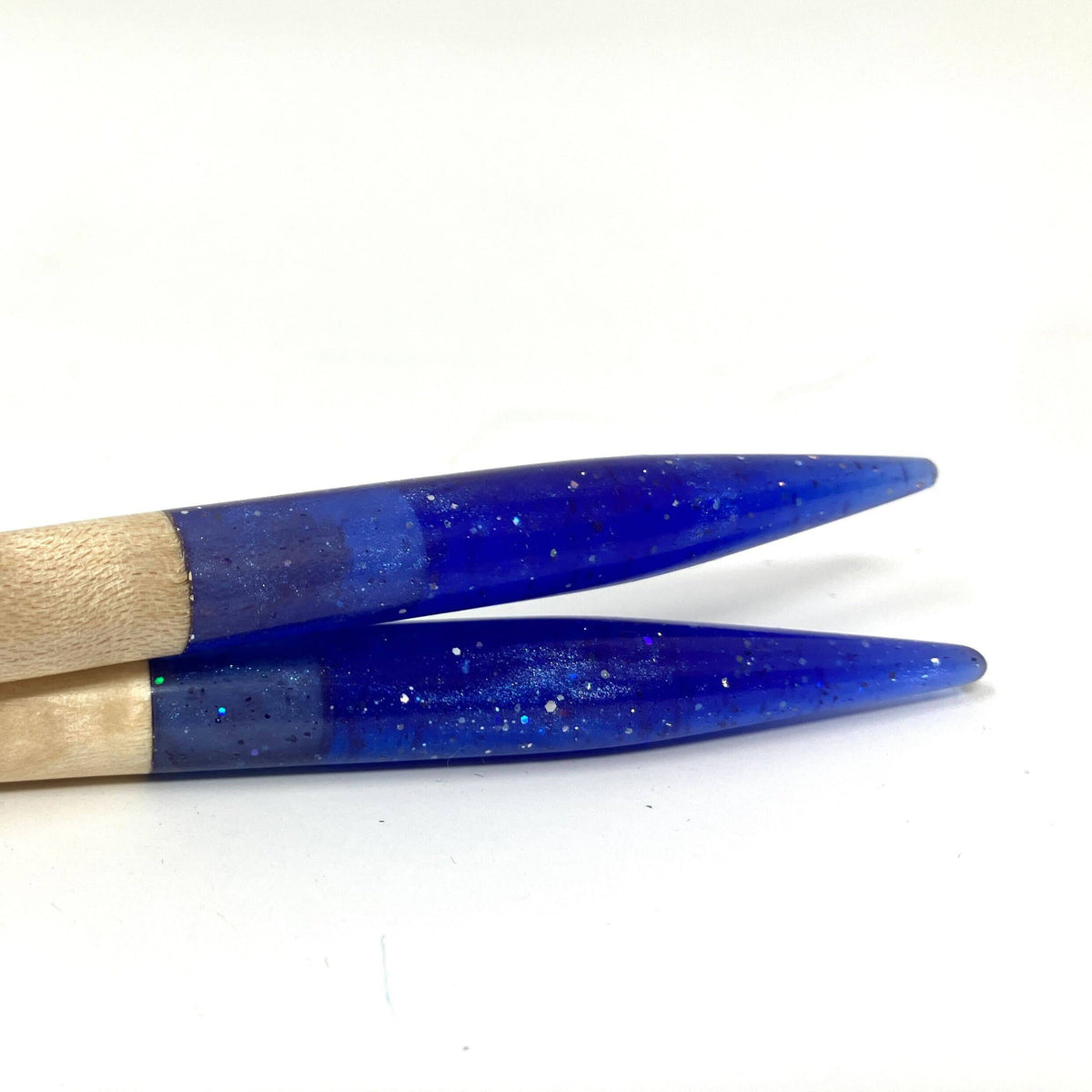 Purple Glitter Resin & Maple Knitting Needles - view 2