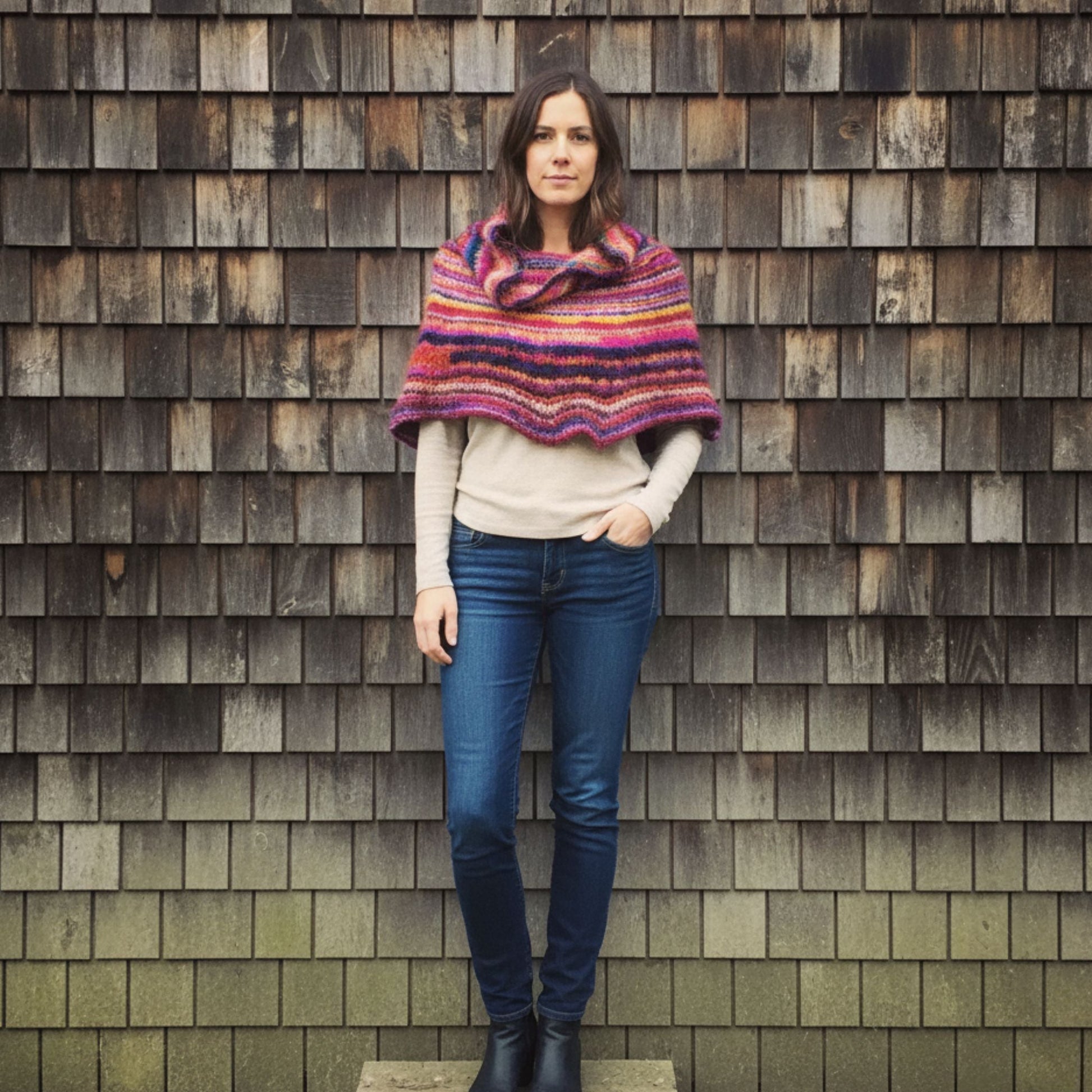 Cowl Neck Poncho Knitting Pattern