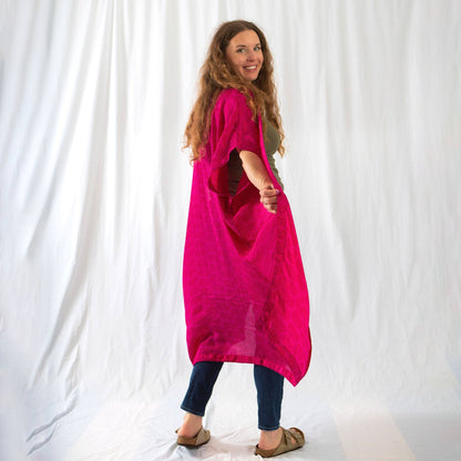 Amara Long Recycled Sari Duster - view 8