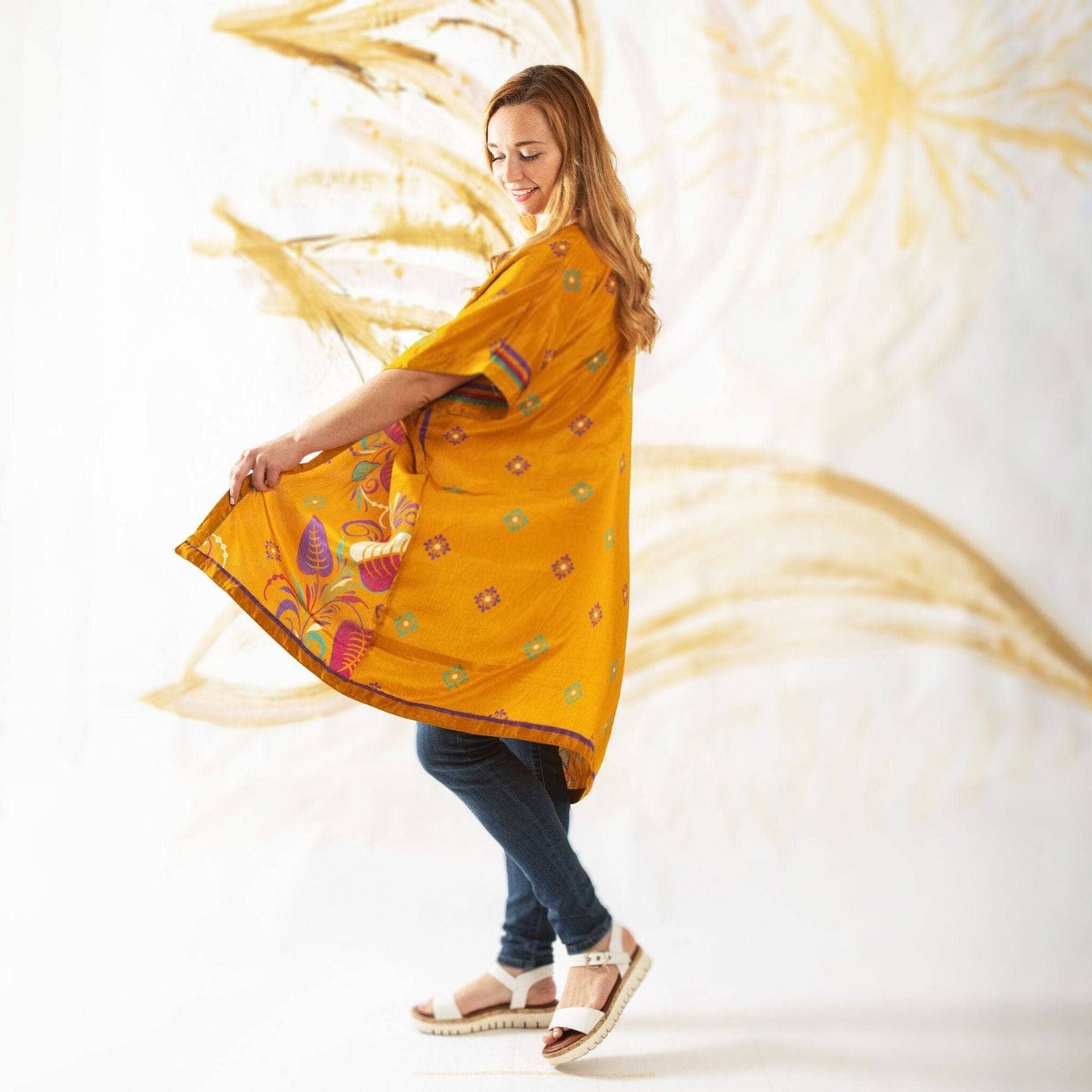 Amara Short Recycled Sari Duster - view 5