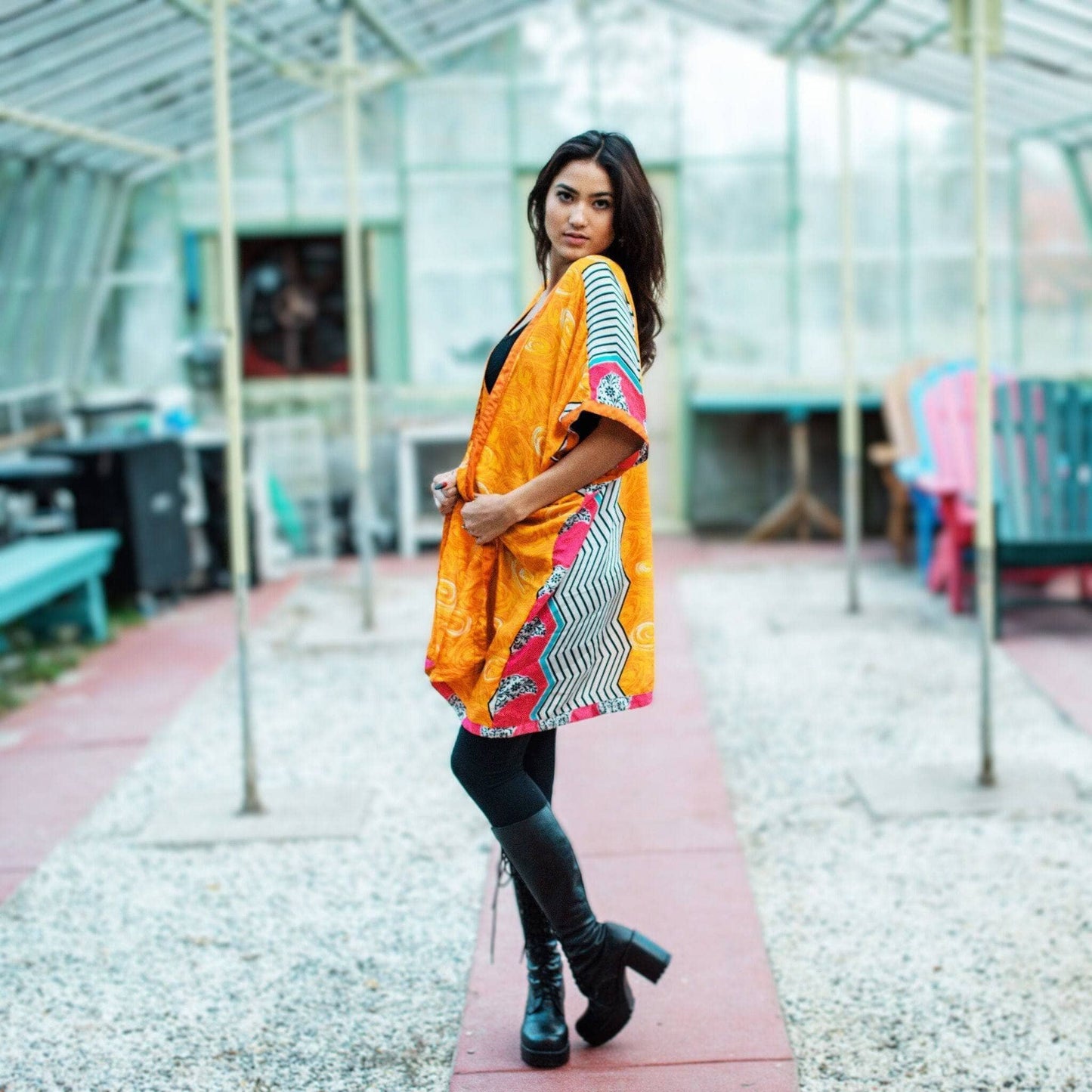 Amara Short Recycled Sari Duster - view 8