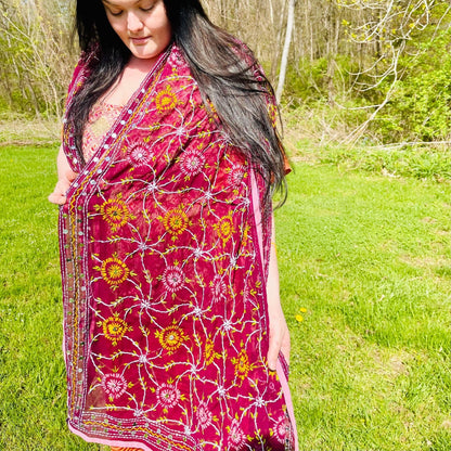 Chiffon Phulkari Scarf - view 4