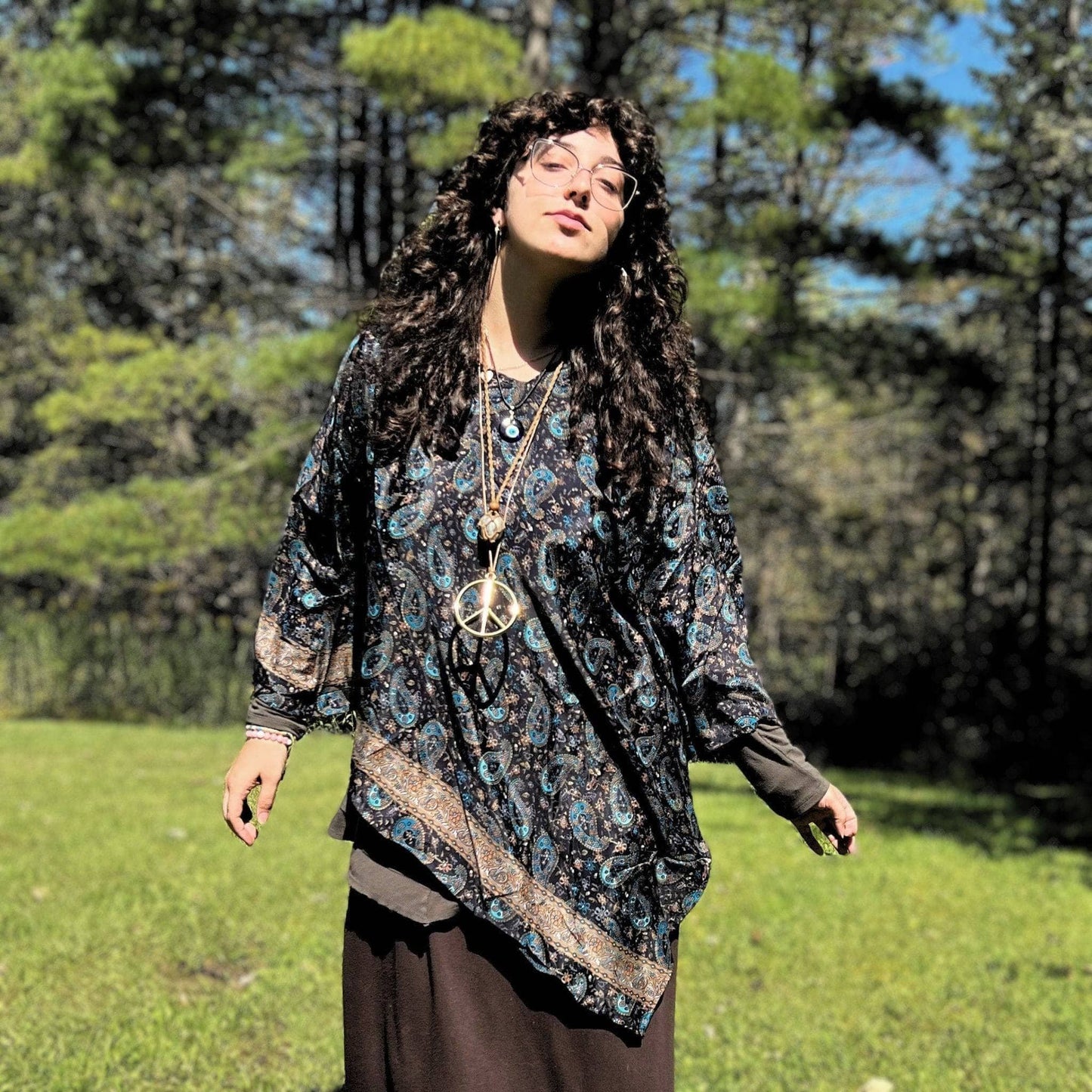 Recycled Sari Hooded Poncho - view 2