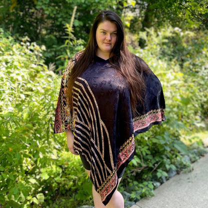 Recycled Sari Hooded Poncho - view 7
