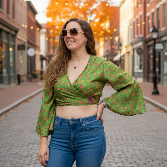 Sari Bell Sleeve Wrap Top - view 2