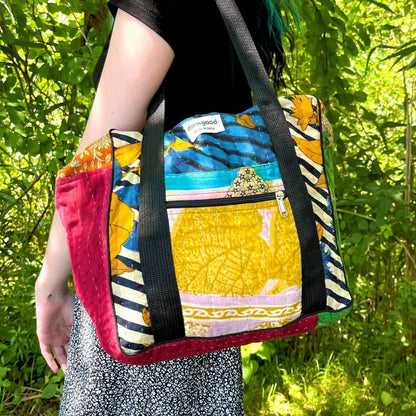 Wanderlust Kantha Stitched Bag – Handmade from Reclaimed Sari Fabric