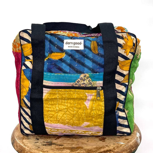Wanderlust Kantha Stitched Bag – Handmade from Reclaimed Sari Fabric - view 2