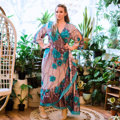 Zaria One-of-a-Kind Wrap Dress – Handmade from Reclaimed Sari Fabric - view 20