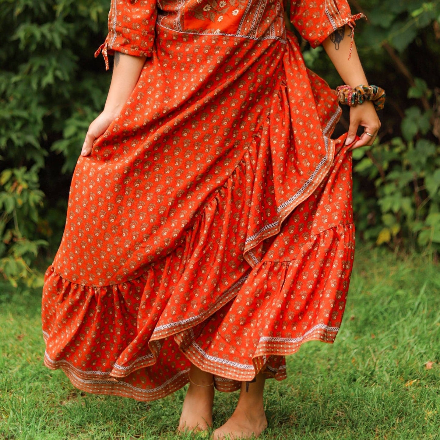 Zaria One-of-a-Kind Wrap Dress – Handmade from Reclaimed Sari Fabric - view 21