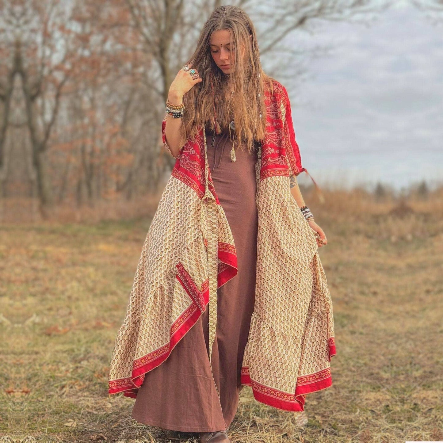 Zaria One-of-a-Kind Wrap Dress – Handmade from Reclaimed Sari Fabric - view 14
