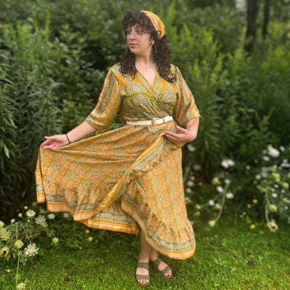 Zaria One-of-a-Kind Wrap Dress – Handmade from Reclaimed Sari Fabric - view 15
