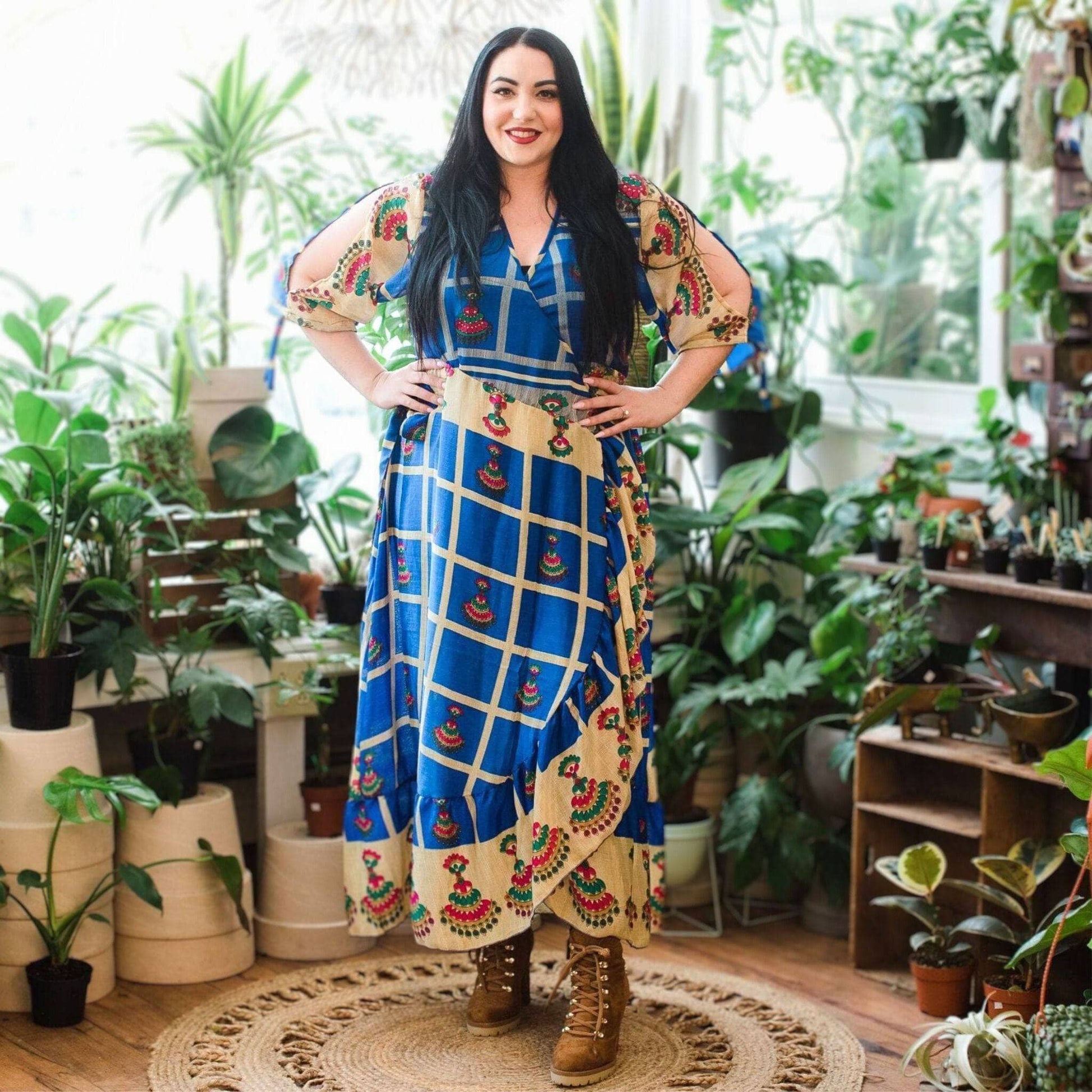 Zaria One-of-a-Kind Wrap Dress – Handmade from Reclaimed Sari Fabric - view 17