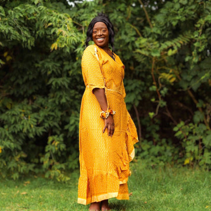 Zaria One-of-a-Kind Wrap Dress – Handmade from Reclaimed Sari Fabric - view 18