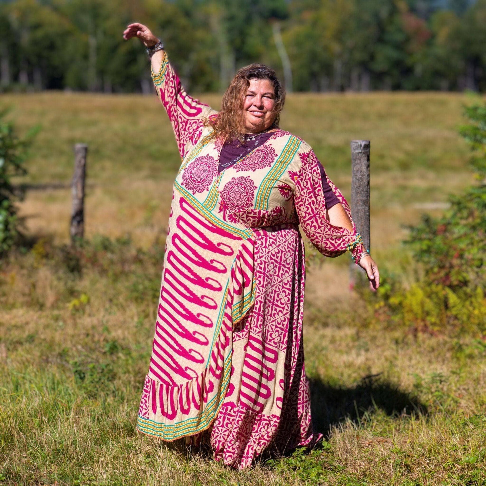 Zaria One-of-a-Kind Wrap Dress – Handmade from Reclaimed Sari Fabric - view 23