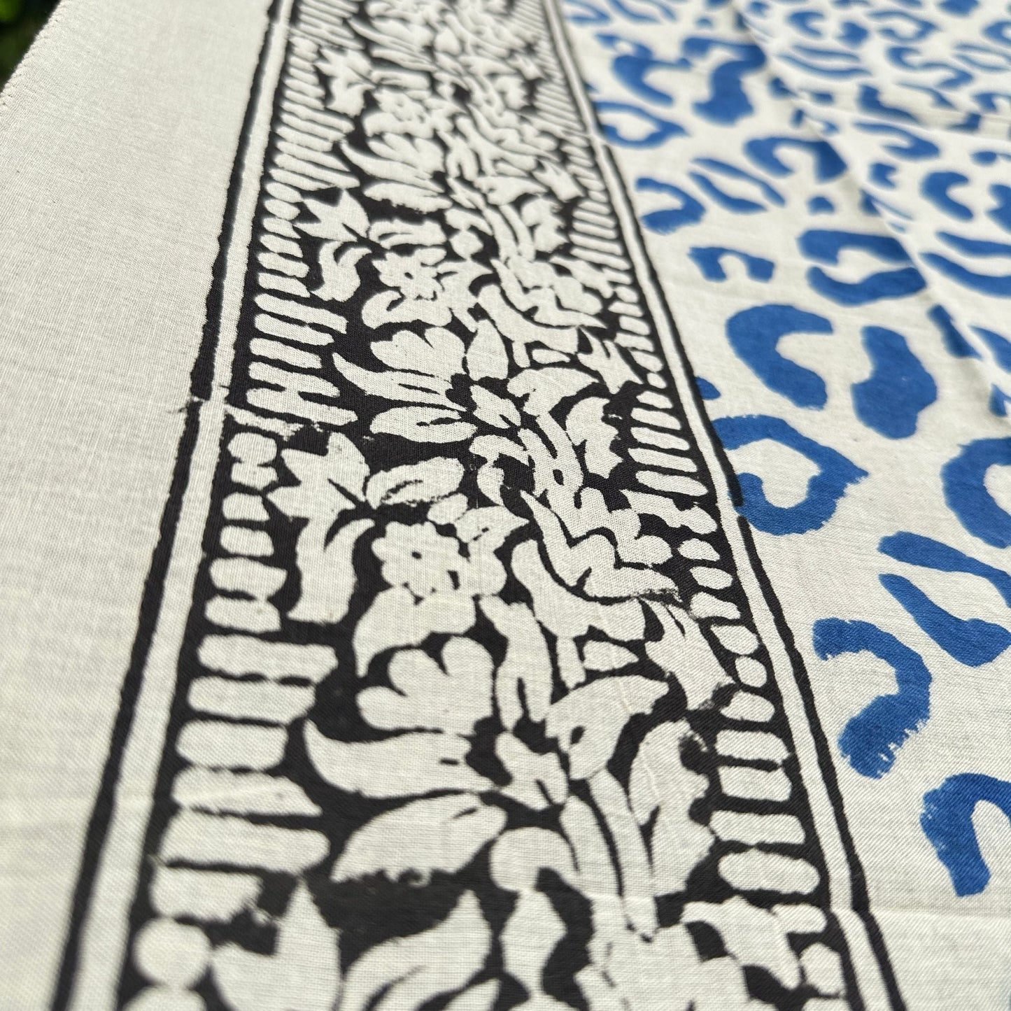 Wild Indigo Bloom Hand Block Print Cotton Scarf – Oversized Boho Wrap - view 6