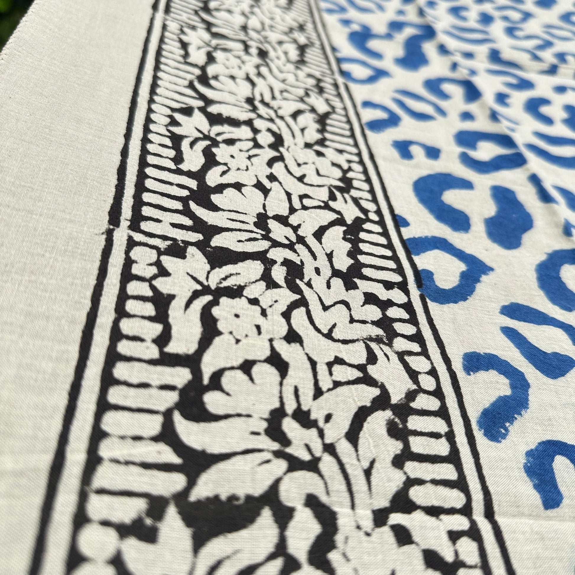 Wild Indigo Bloom Hand Block Print Cotton Scarf – Oversized Boho Wrap - view 6