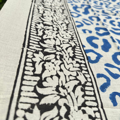 Wild Indigo Bloom Hand Block Print Cotton Scarf – Oversized Boho Wrap - view 6