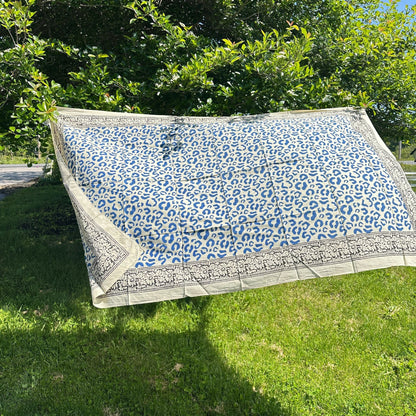Wild Indigo Bloom Hand Block Print Cotton Scarf – Oversized Boho Wrap - view 5