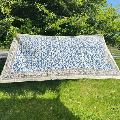 Wild Indigo Bloom Hand Block Print Cotton Scarf – Oversized Boho Wrap - view 4