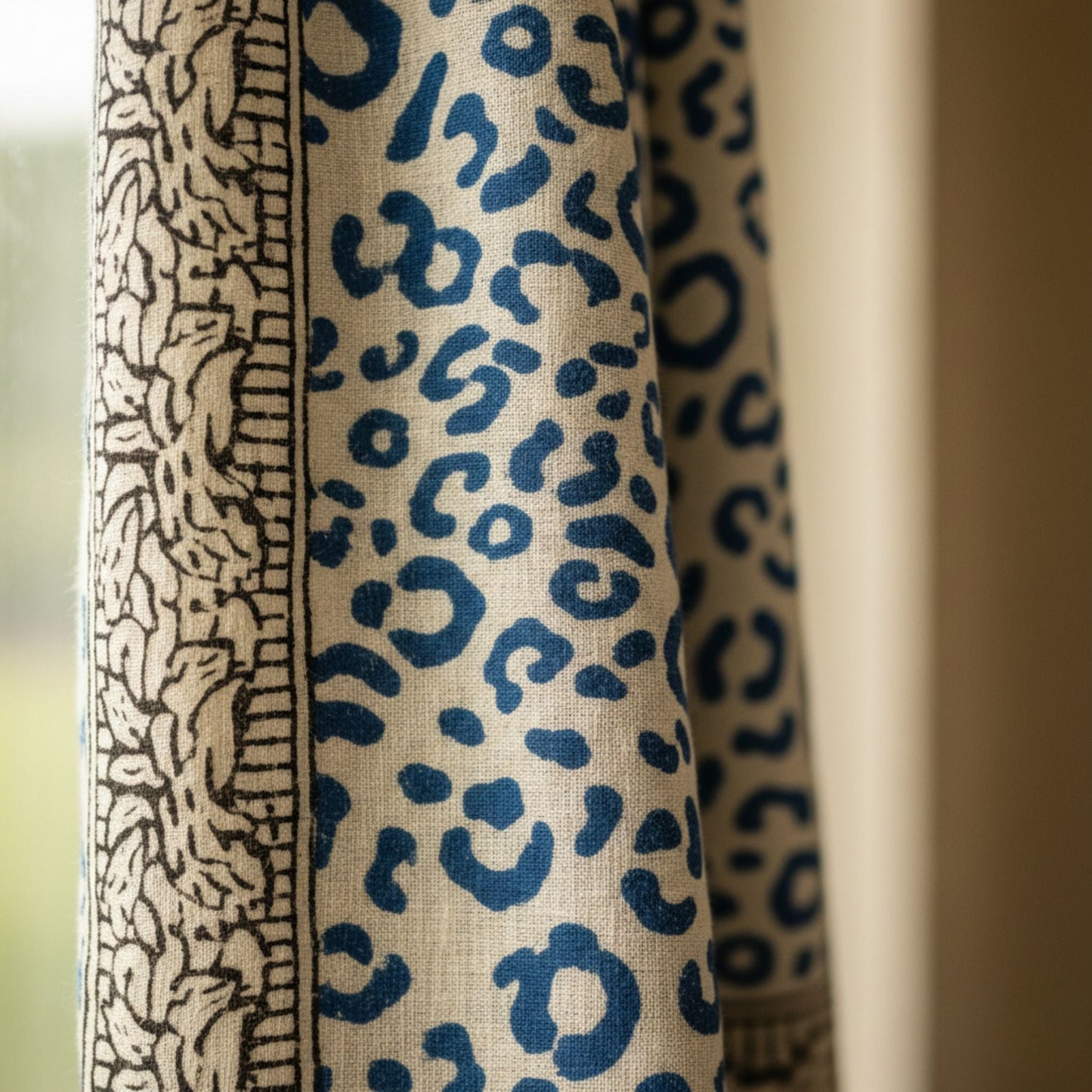 Wild Indigo Bloom Hand Block Print Cotton Scarf – Oversized Boho Wrap - view 2