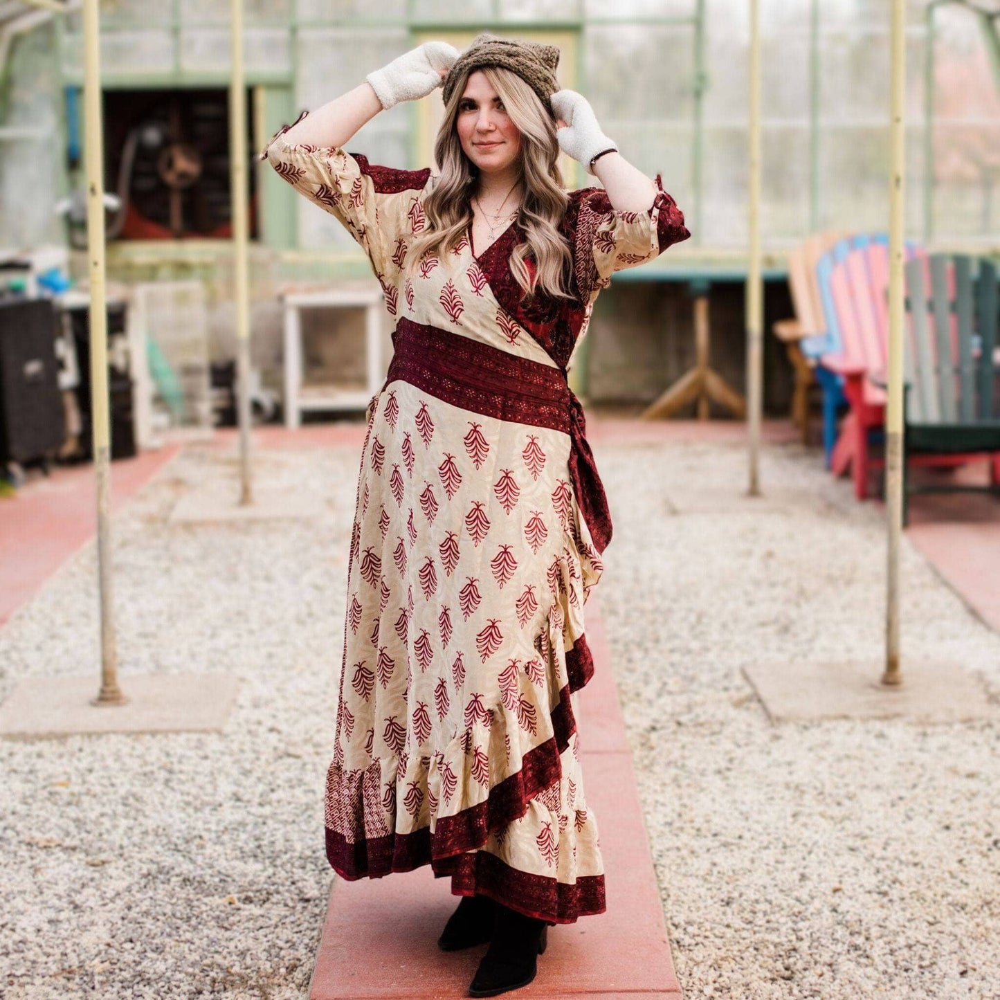 Zaria One-of-a-Kind Wrap Dress – Handmade from Reclaimed Sari Fabric - view 13
