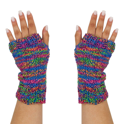 Colorful Fingerless Mitts Knitting and Crochet Kit - view 3