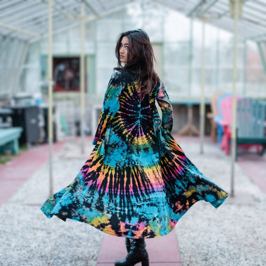 Cotton Tie Dye Long Duster Cardigan