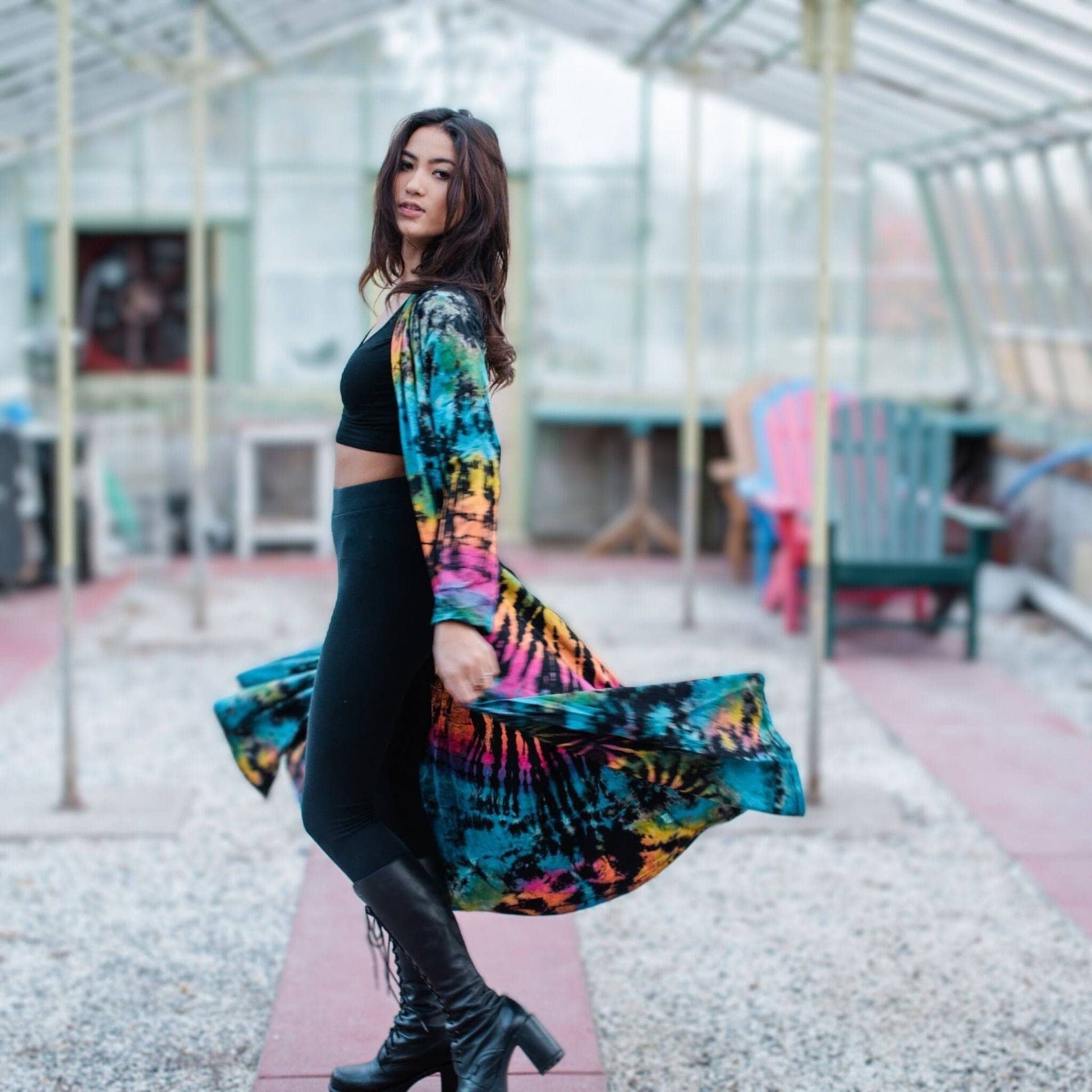 Cotton Tie Dye Long Duster Cardigan - view 2