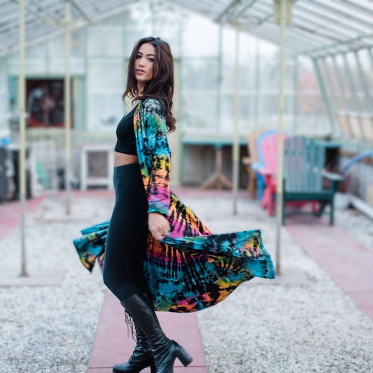 Cotton Tie Dye Long Duster Cardigan - view 2