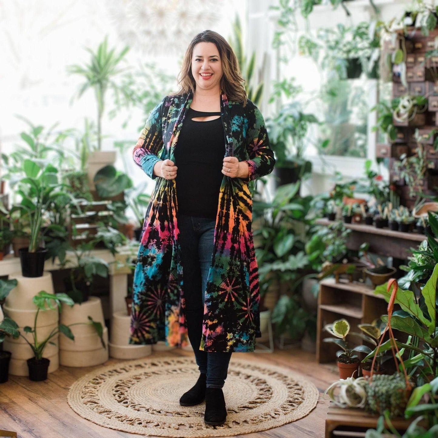 Cotton Tie Dye Long Duster Cardigan - view 3