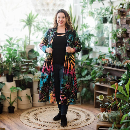 Cotton Tie Dye Long Duster Cardigan - view 3