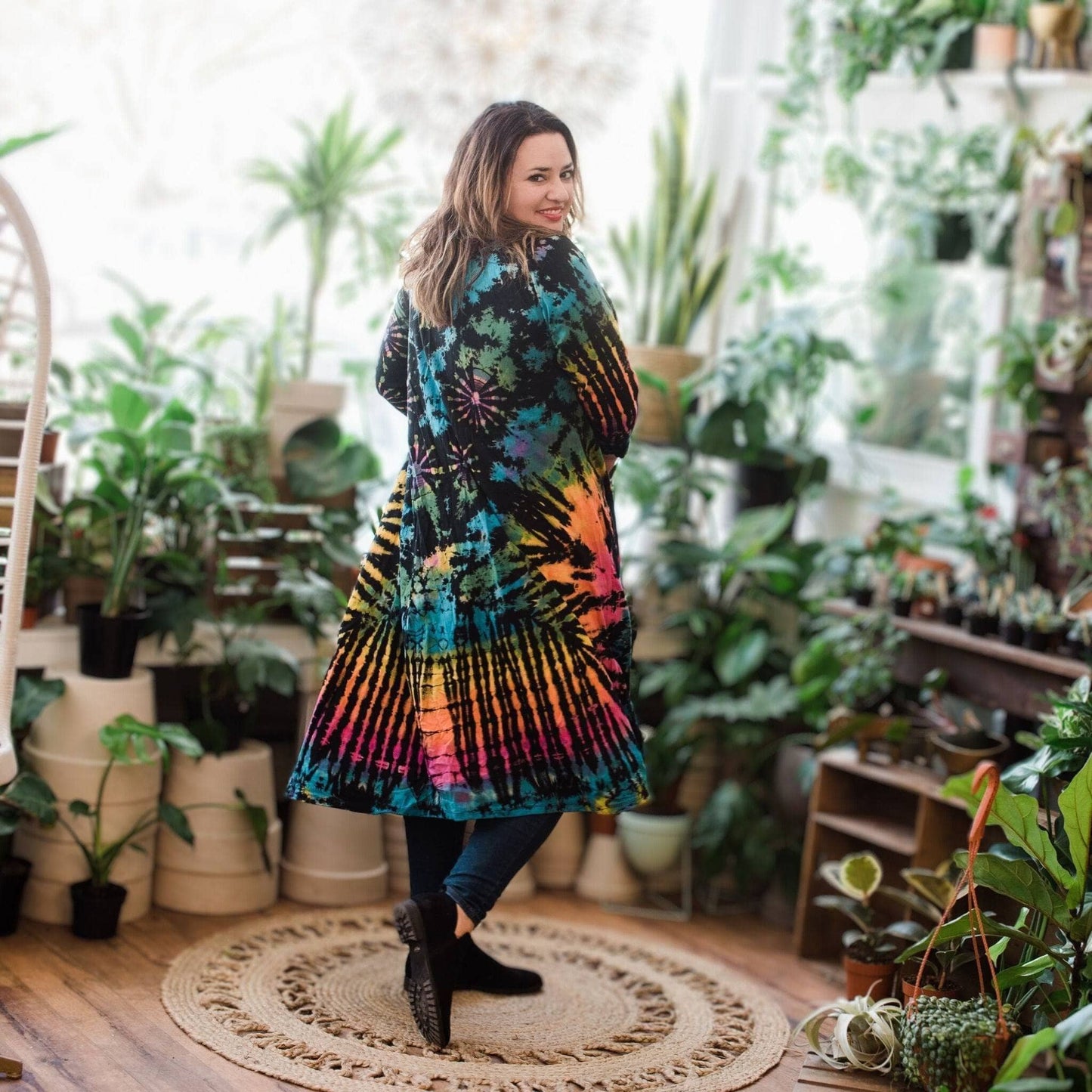 Cotton Tie Dye Long Duster Cardigan - view 6