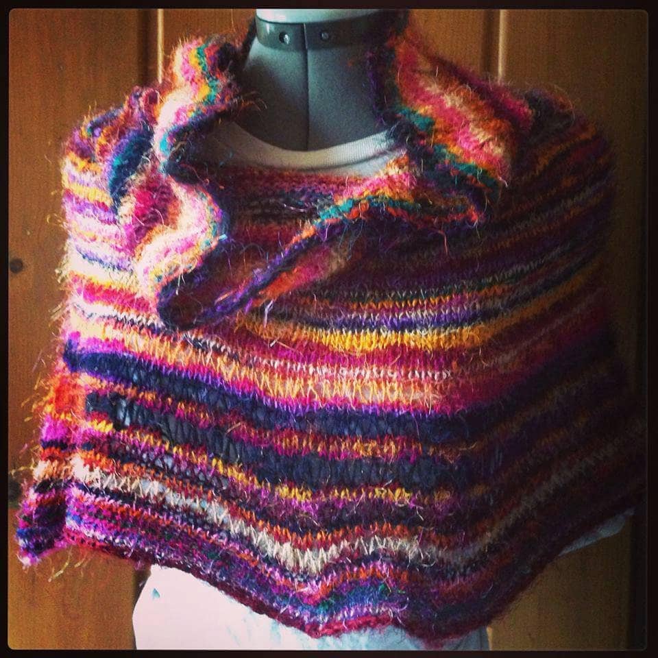 Cowl Neck Poncho Knitting Pattern - view 2