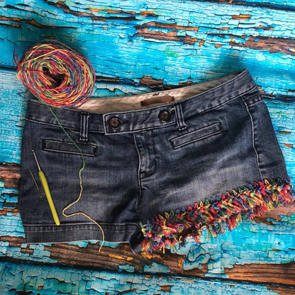 DIY Upcycled Fringe Shorts Pattern - view 2