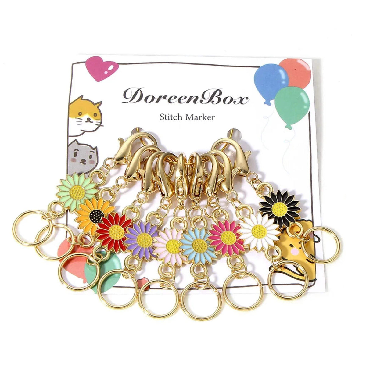 Flower Power Enamel Gold Plated Stitch Markers