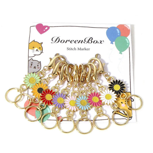 Flower Power Enamel Gold Plated Stitch Markers