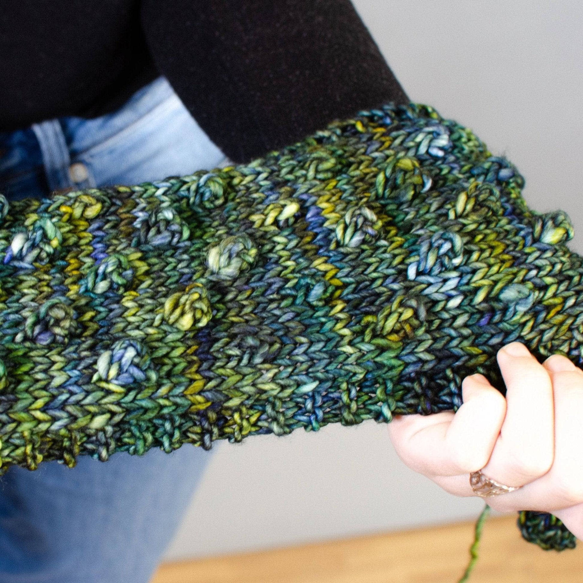 Green Goddess Infinity Scarf Knit Pattern - view 4